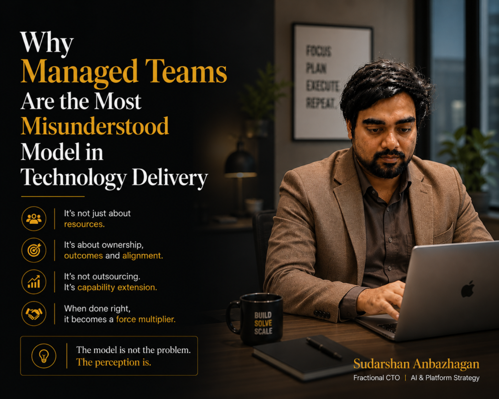 Managed teams technology delivery model capability partnership | Sudarshan Anbazhagan Fractional CTO