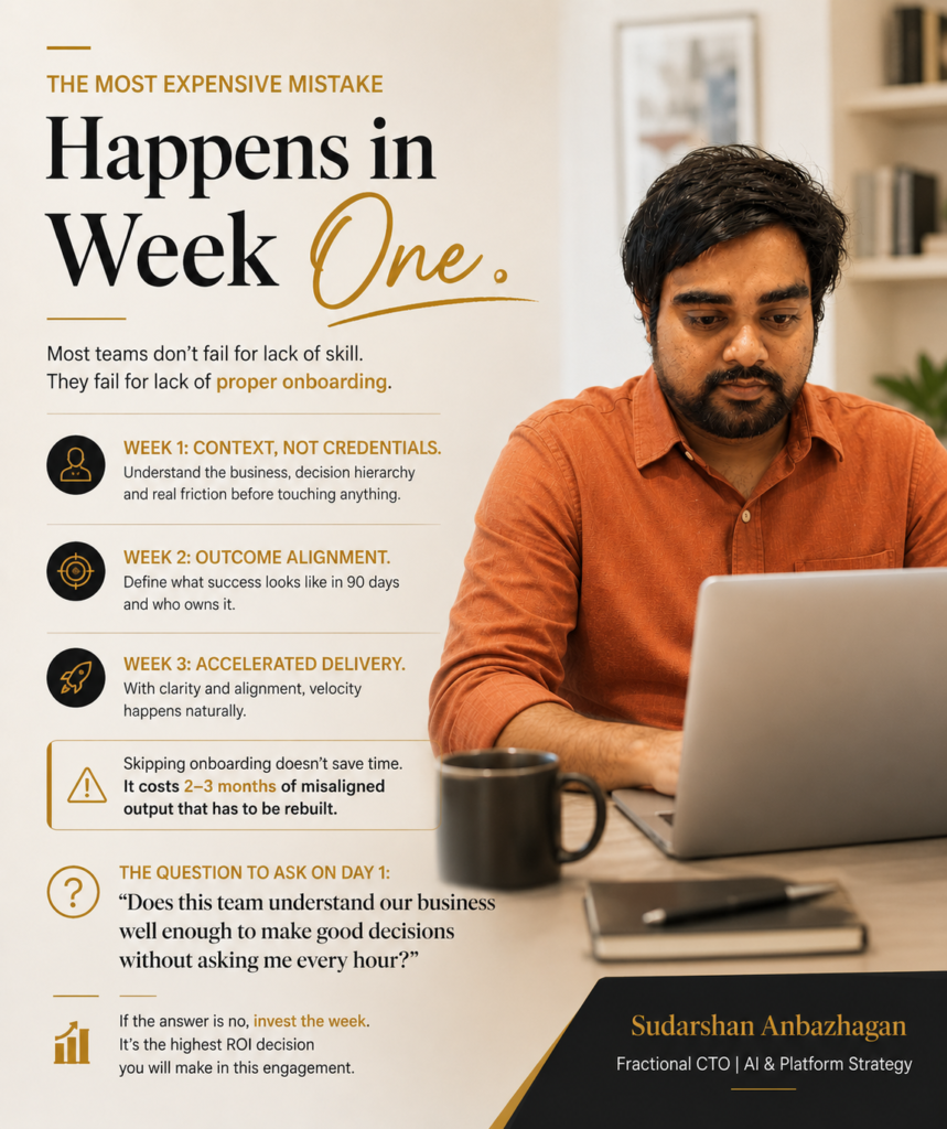 Managed team onboarding phase strategy | Sudarshan Anbazhagan, Fractional CTO