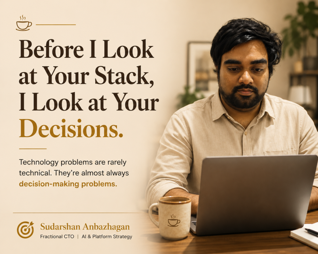 Fractional CTO reviewing decision patterns before the technology stack
