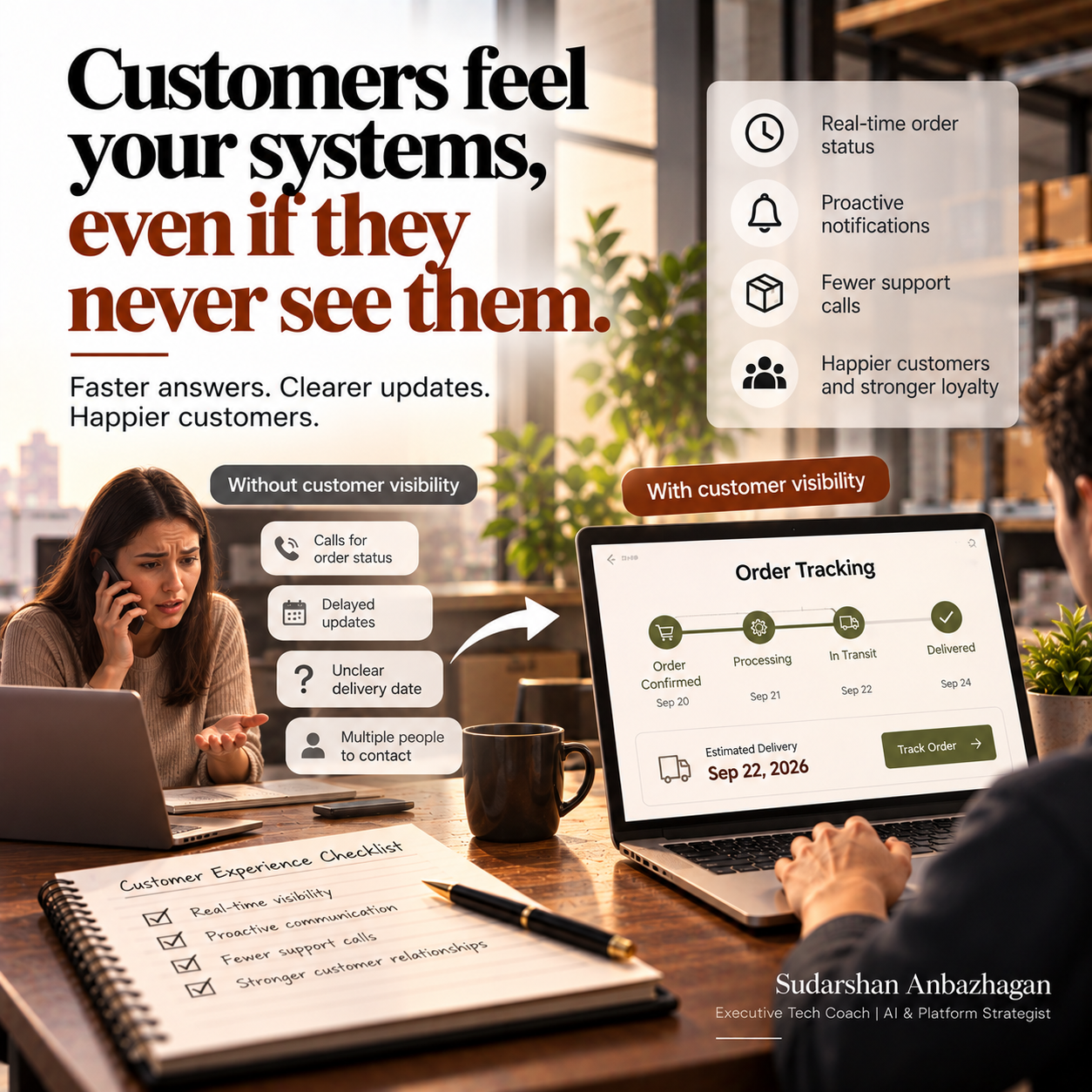 Customer order visibility insight by Sudarshan Anbazhagan, Executive Tech Coach and Fractional CTO